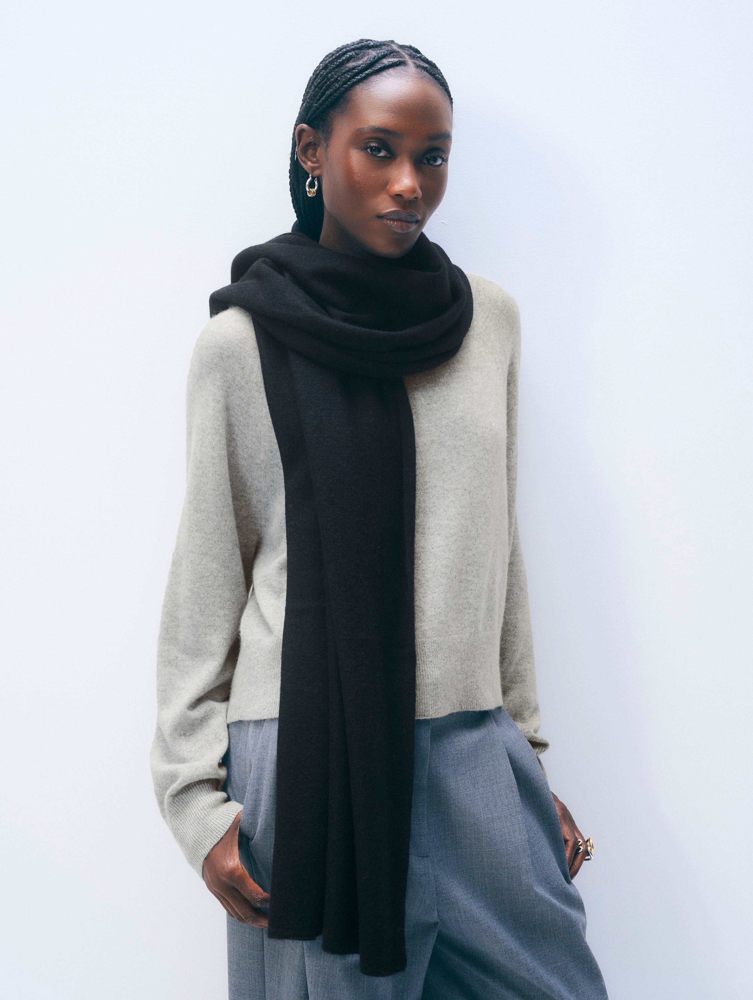 cashmere mini scarf black 1