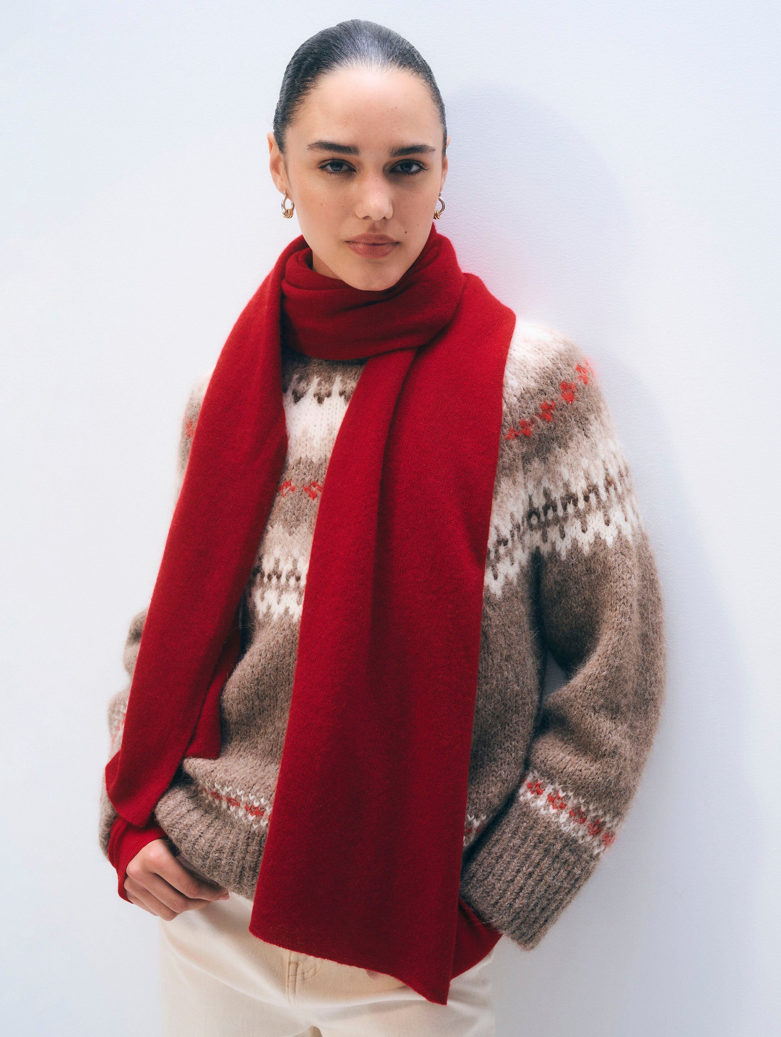 cashmere mini scarf deep crimson 1