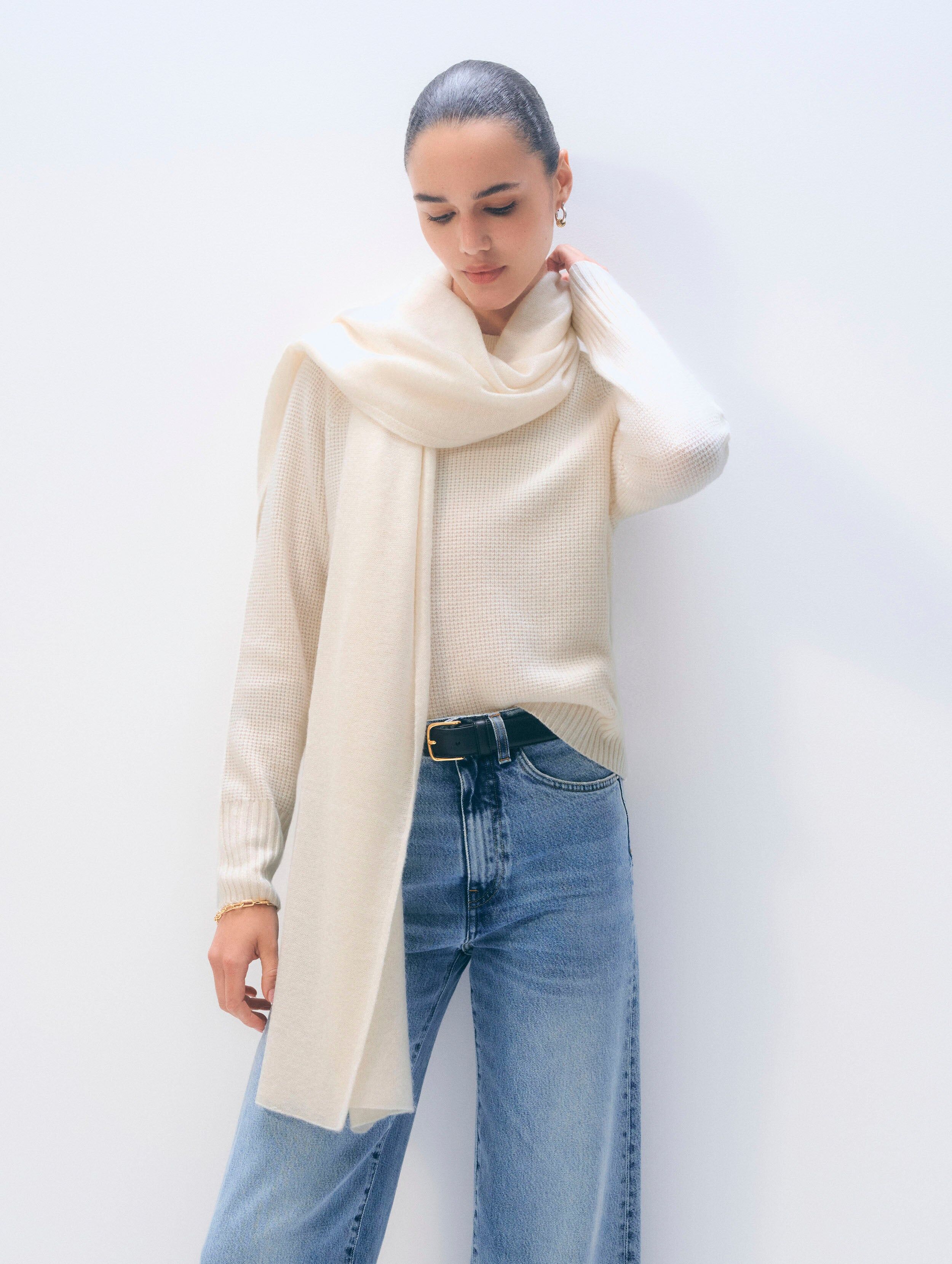 cashmere mini scarf soft white 1