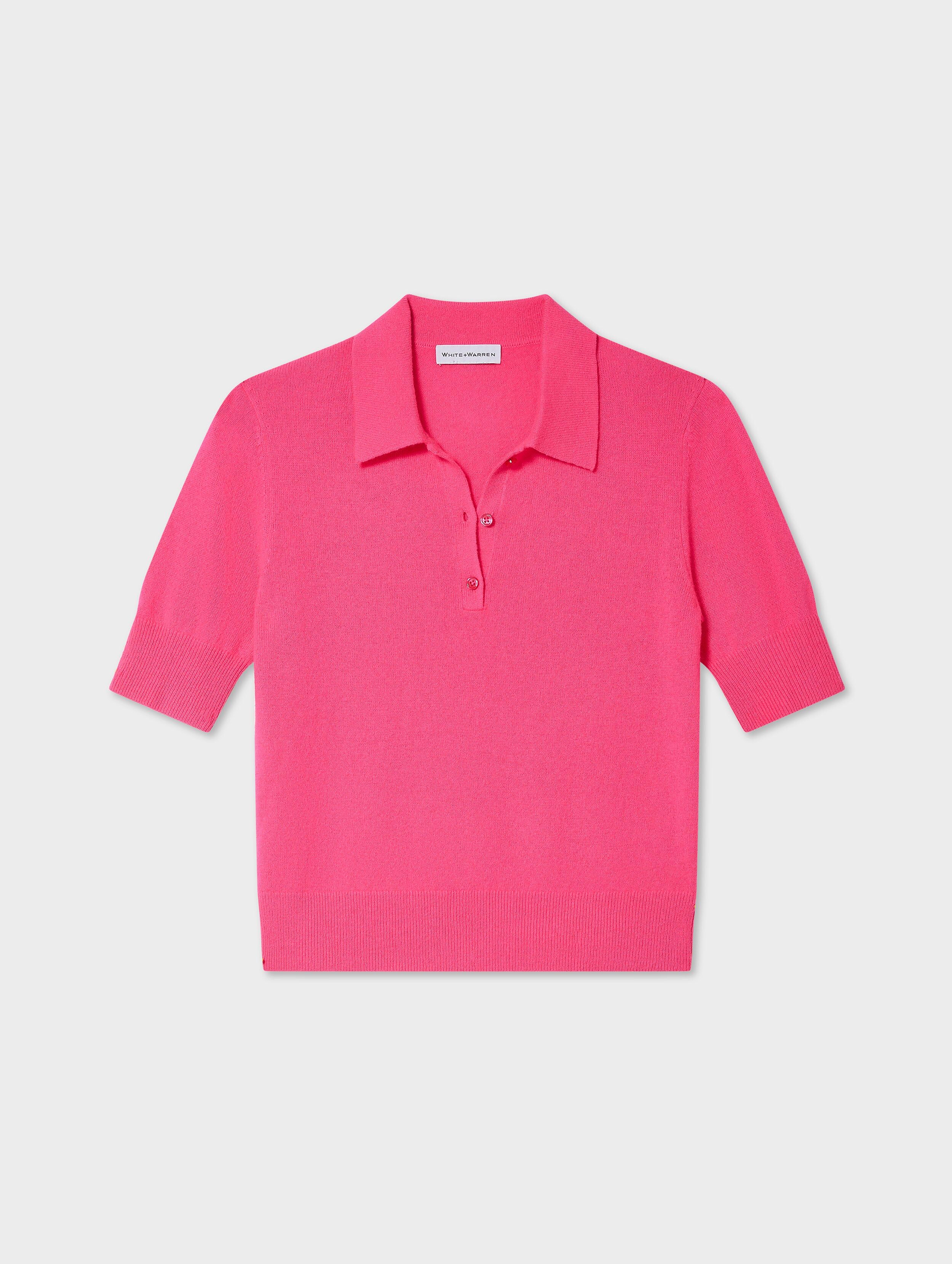 cashmere polo top neon pink 1