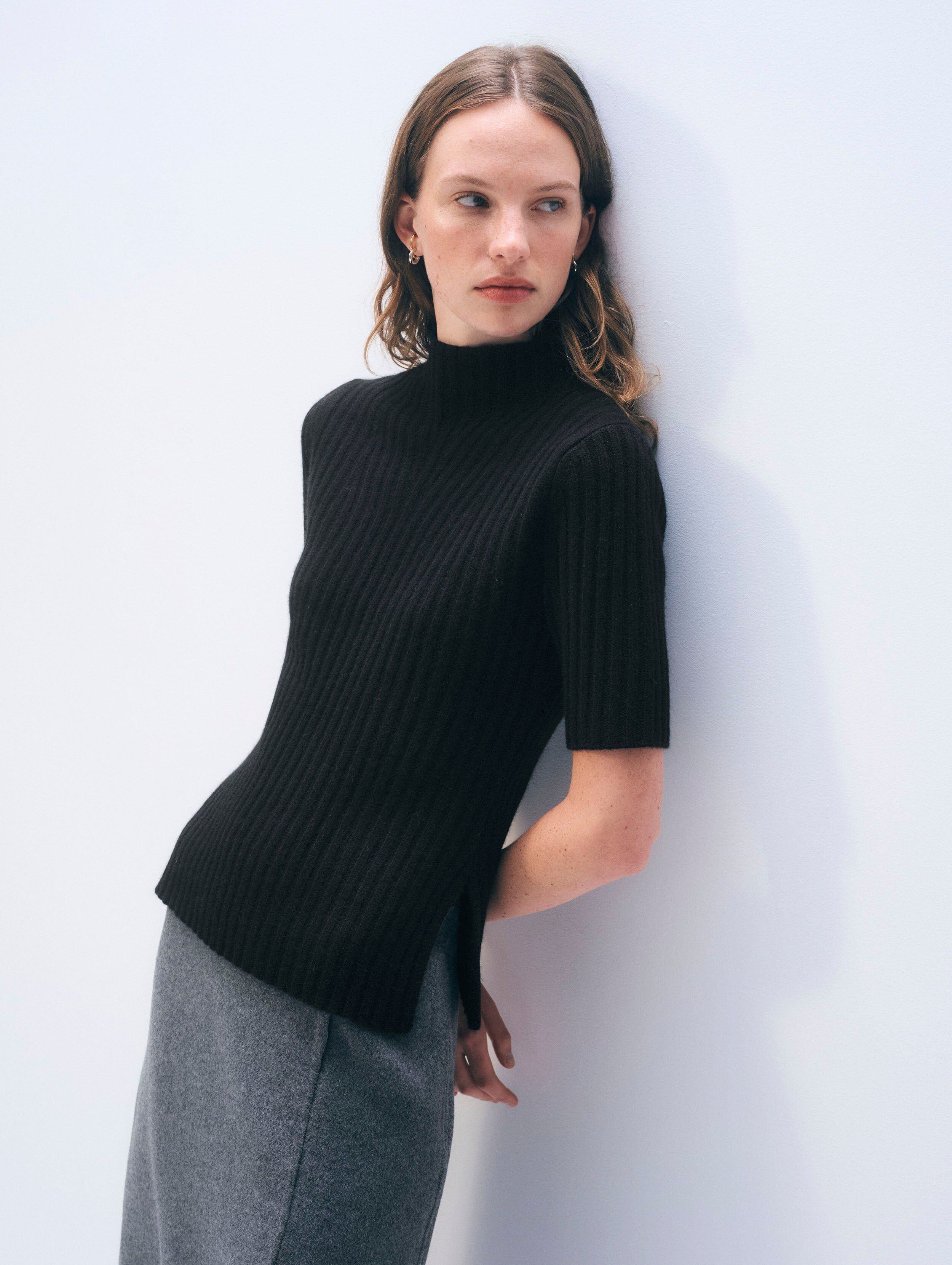 cashmere ribbed mockneck black 1
