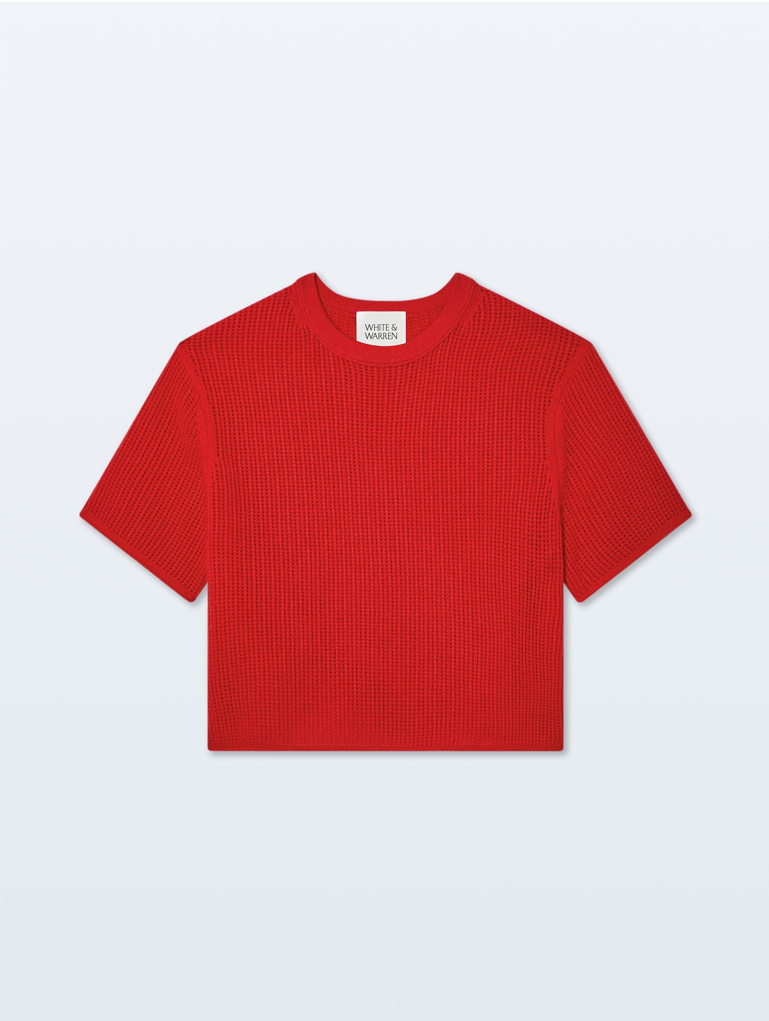 cashmere waffle mesh tee french red 1