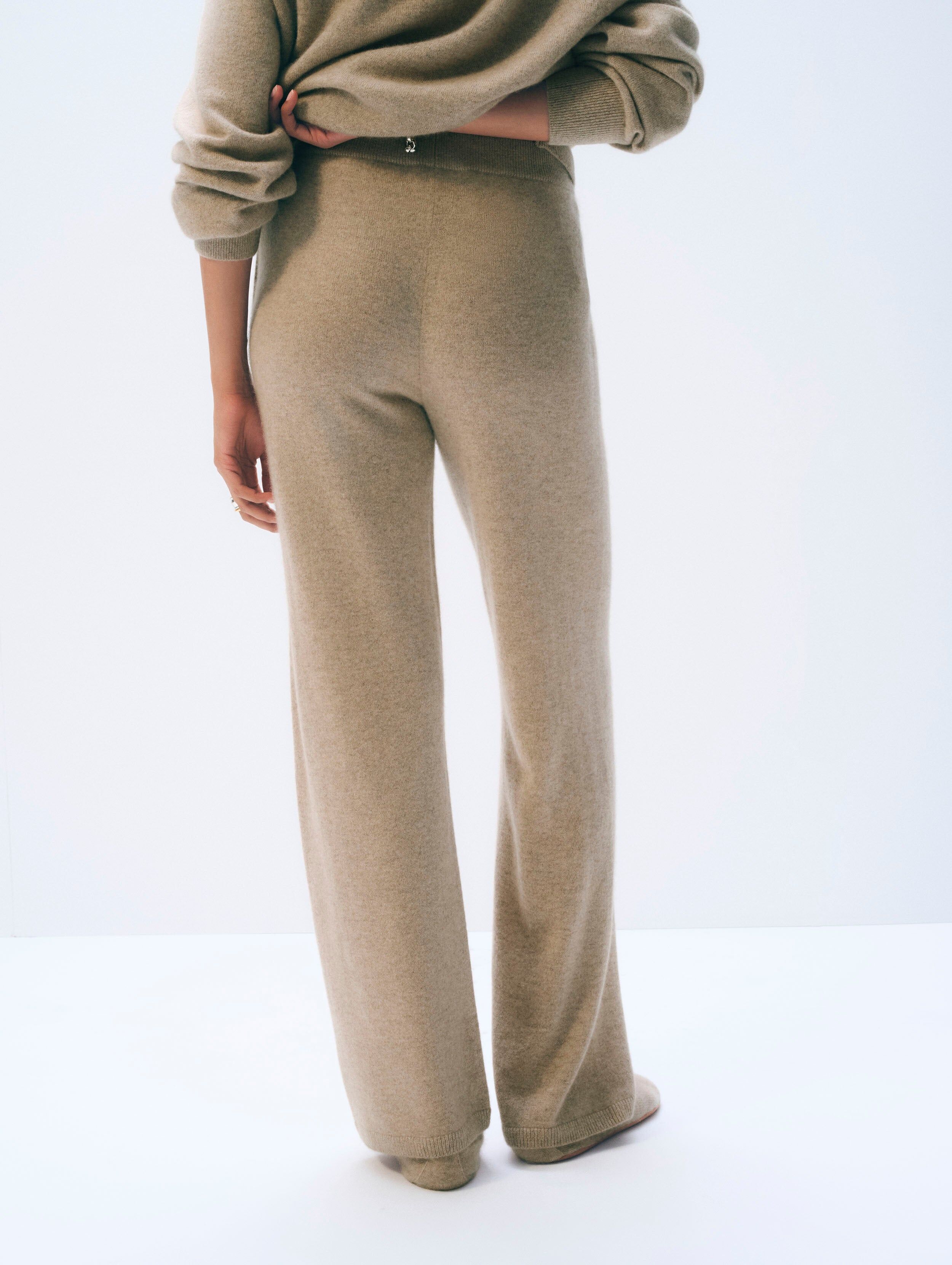 cashmere wide leg pant taupe heather 2
