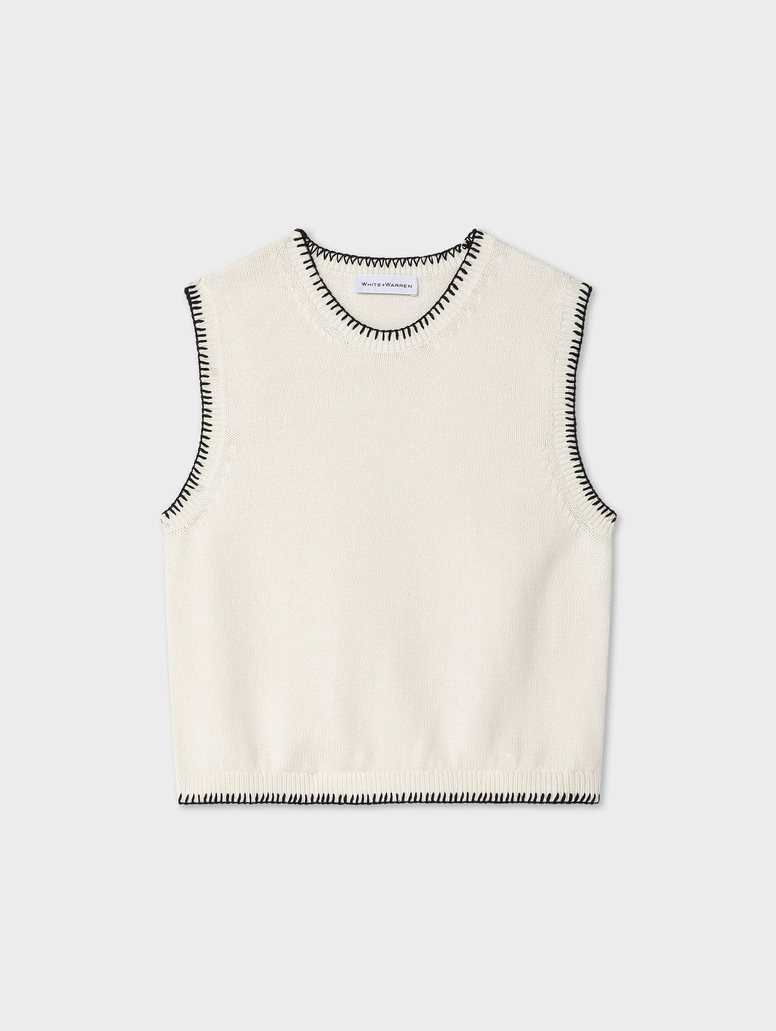 cotton blanket trim tank ivoryblack 1
