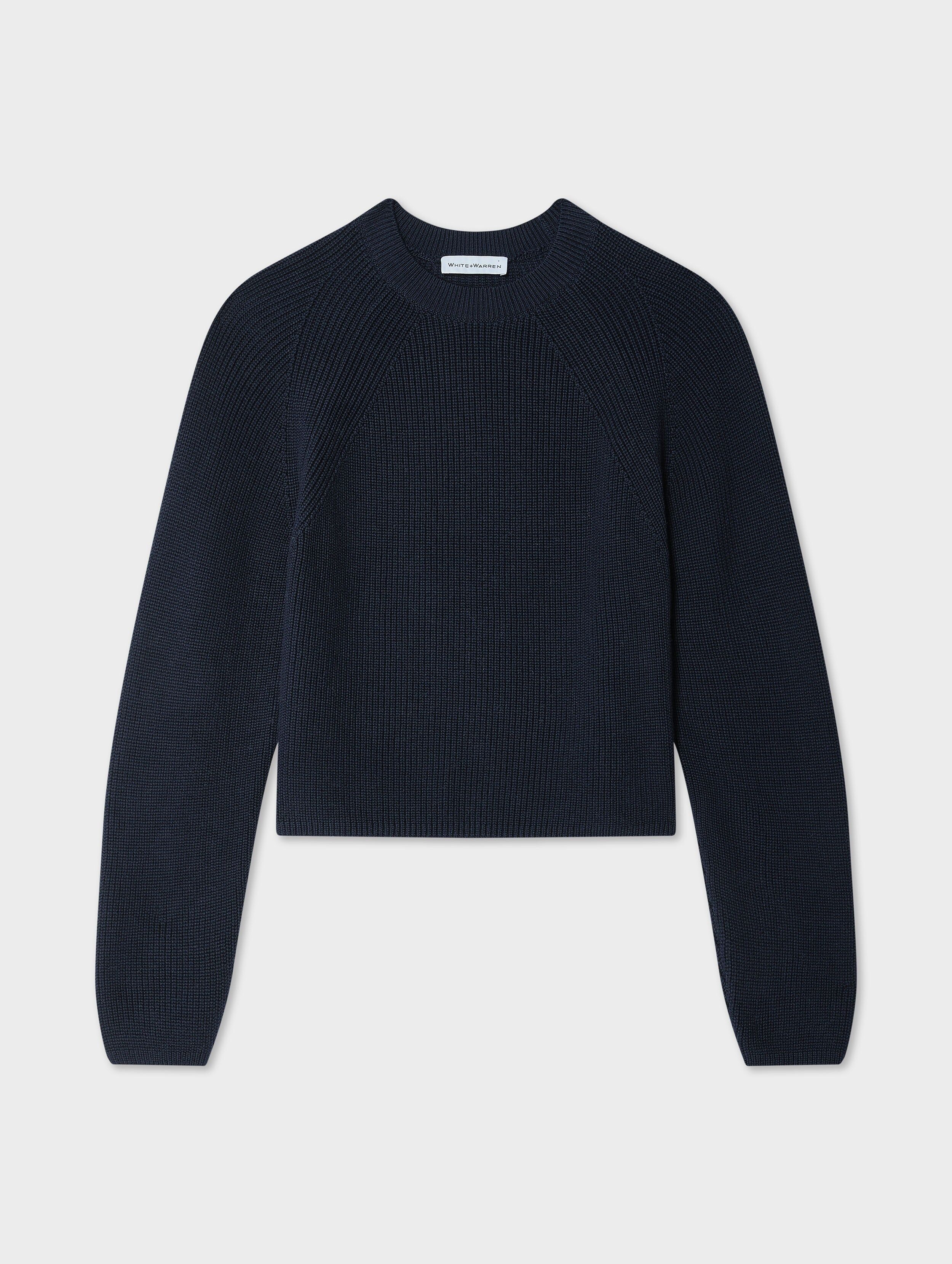 cotton ribbed raglan crewneck navy 1