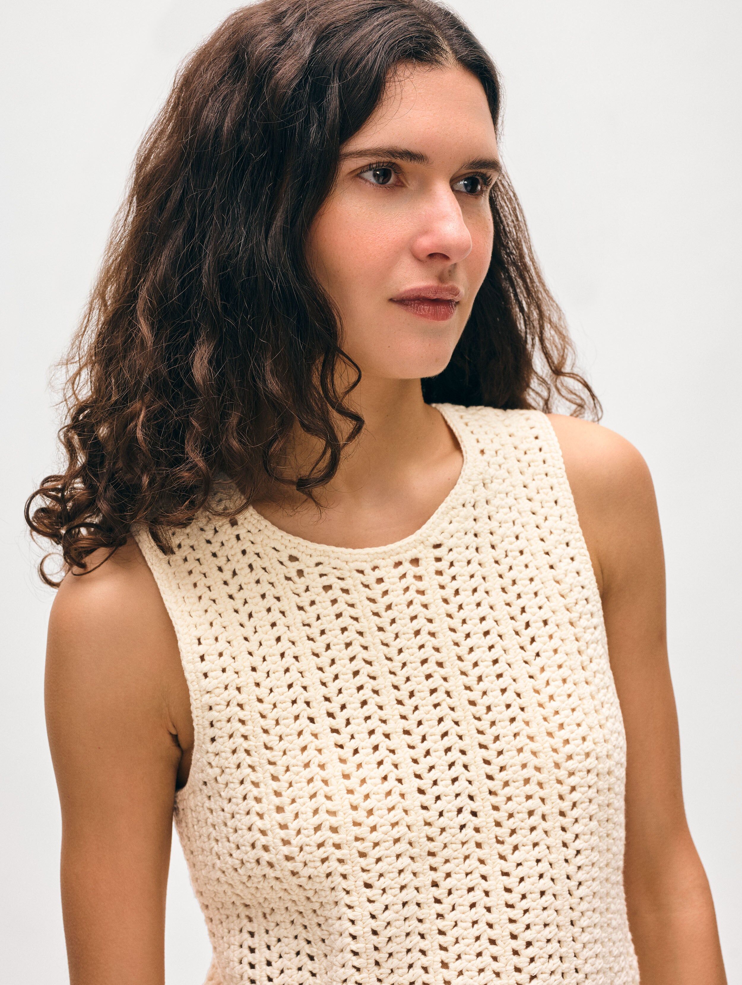 hand crochet lofty cotton tank ivory 2