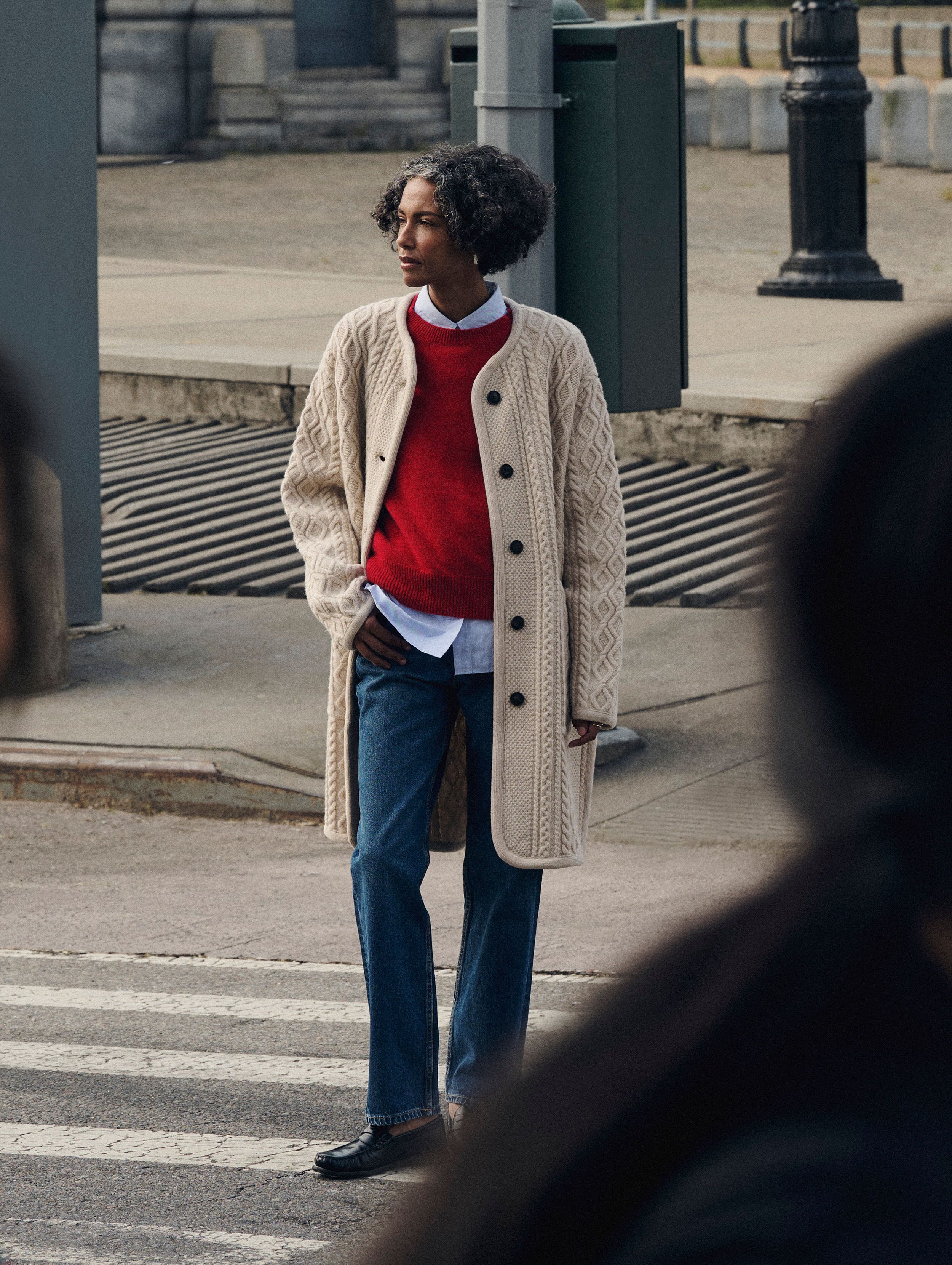merino luxe oversized cable coat honey cream 2