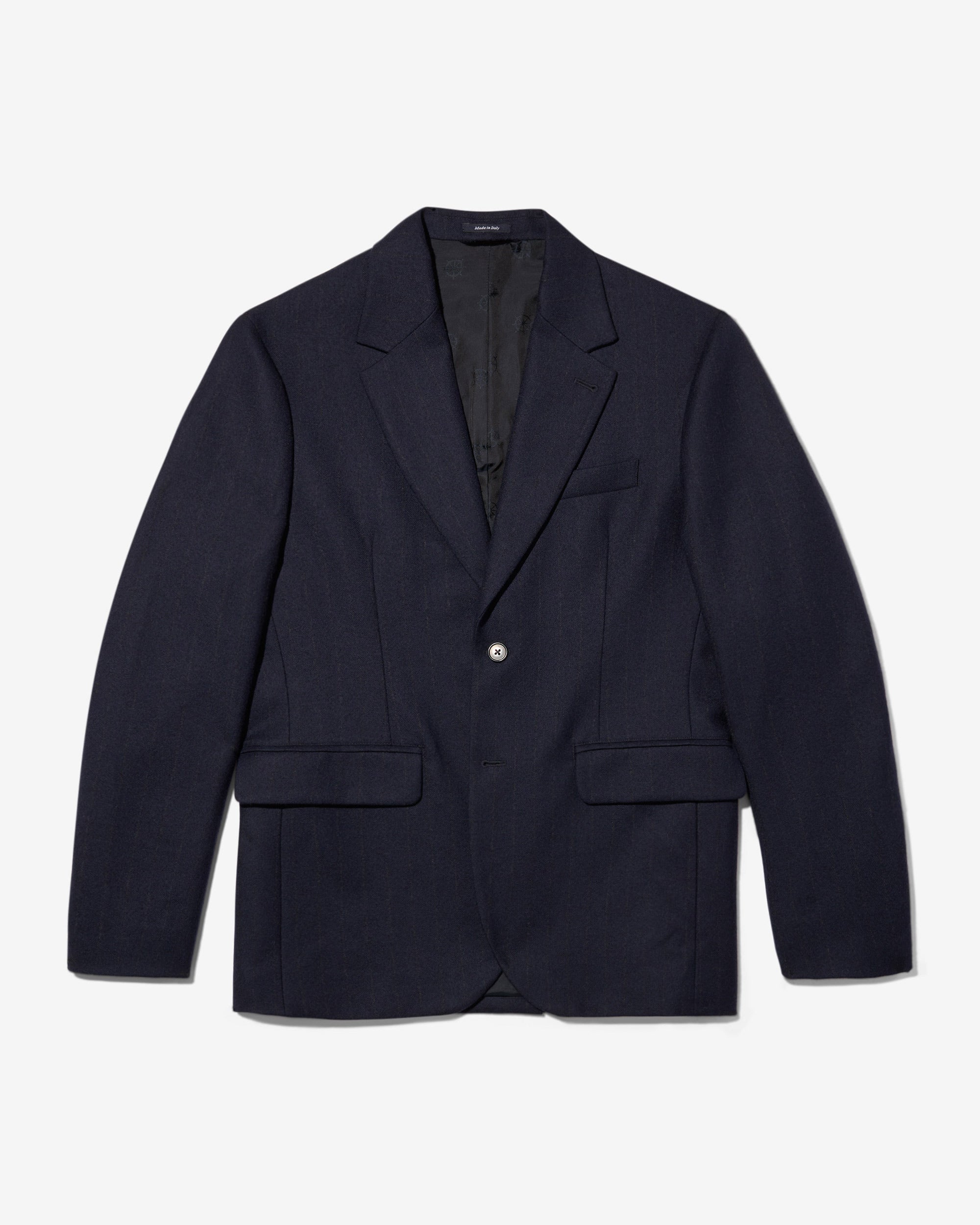 single breasted chalk stripe wool jacket 1