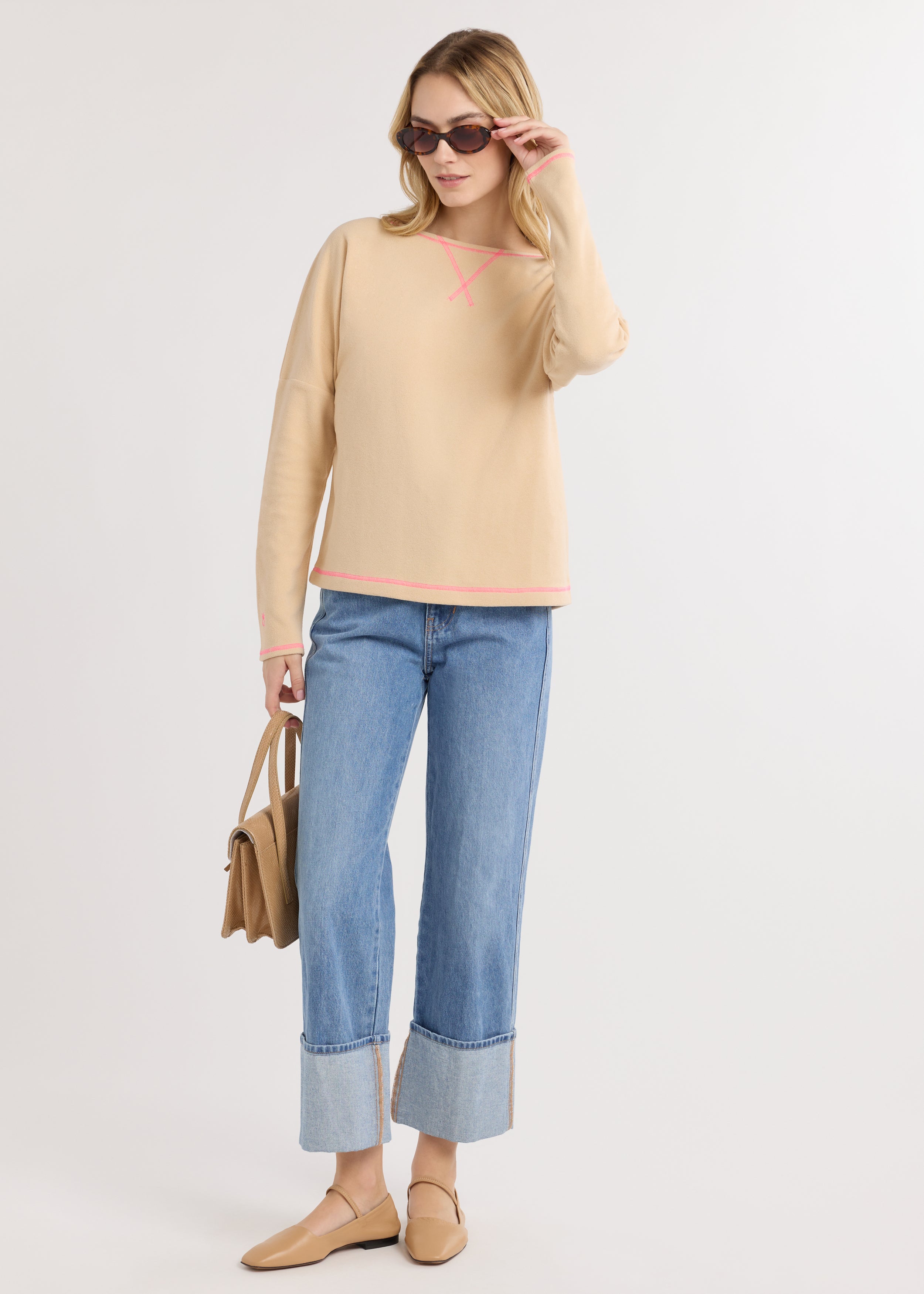 somerset sweatshirt in terry fleece natural blush 2