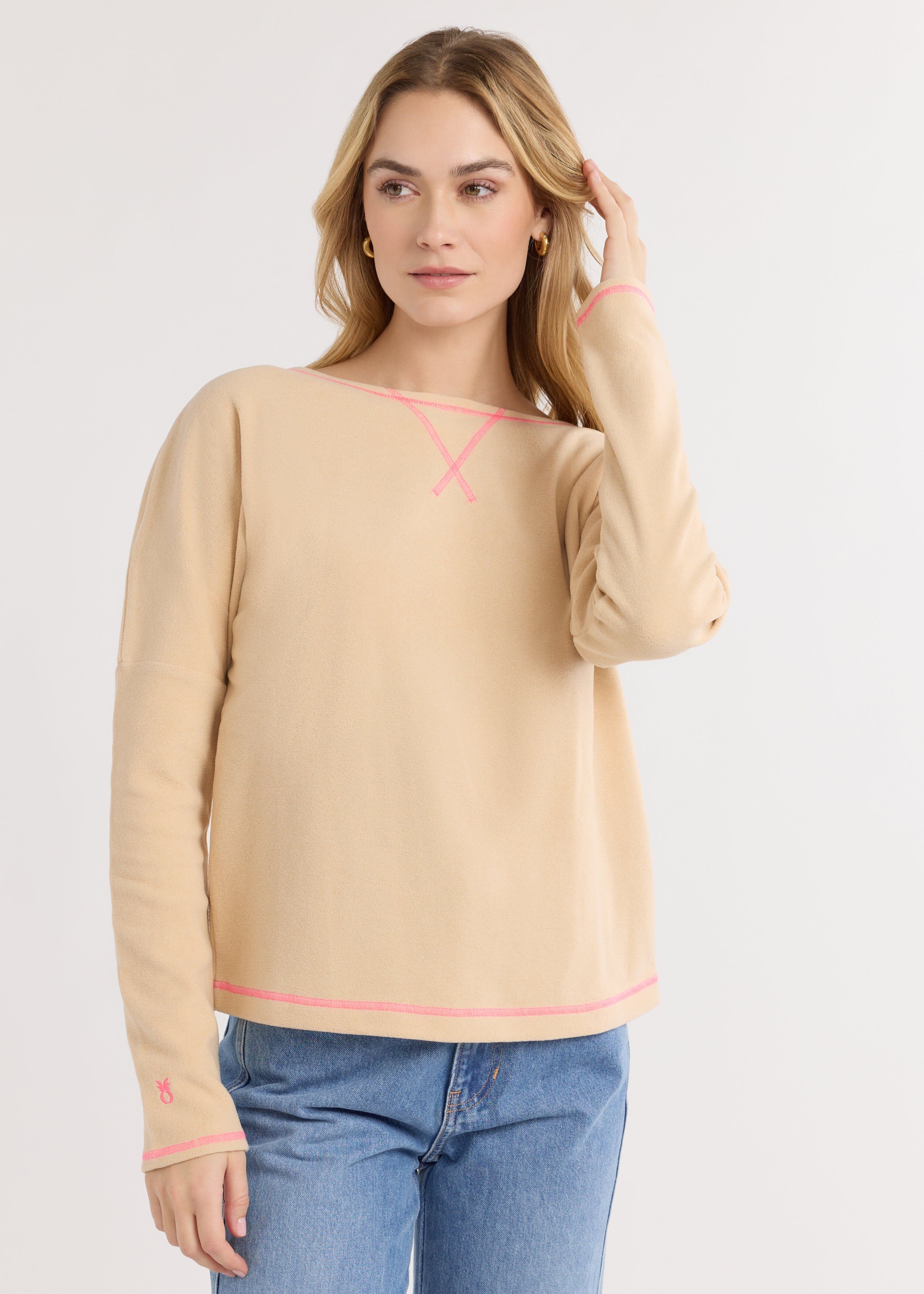 somerset sweatshirt in terry fleece natural blush 3