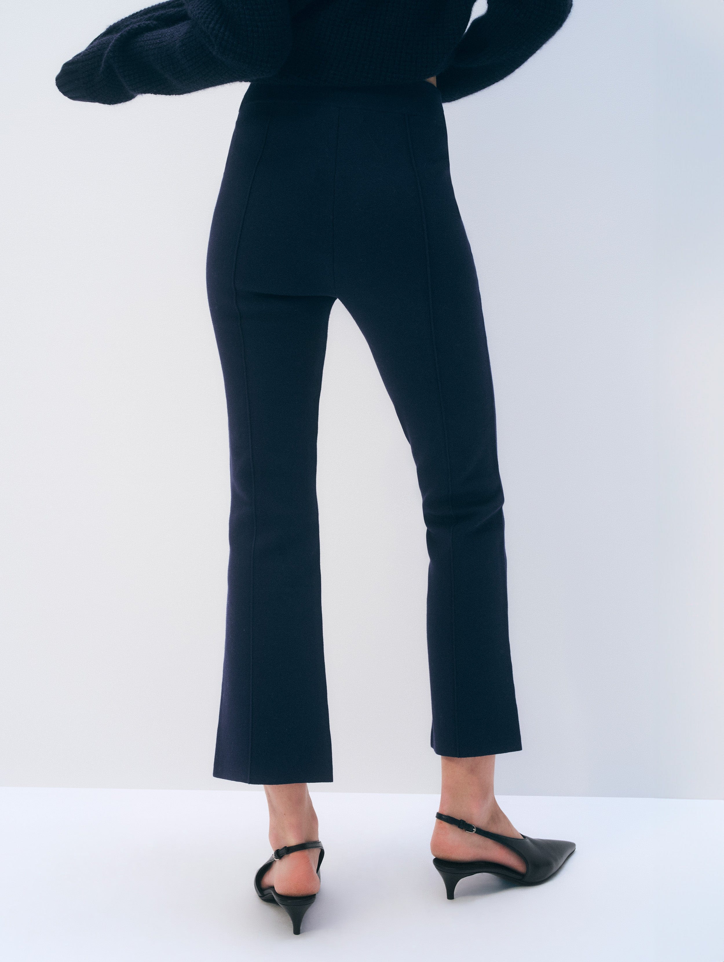 superfine organic cotton kick flare pant navy 3