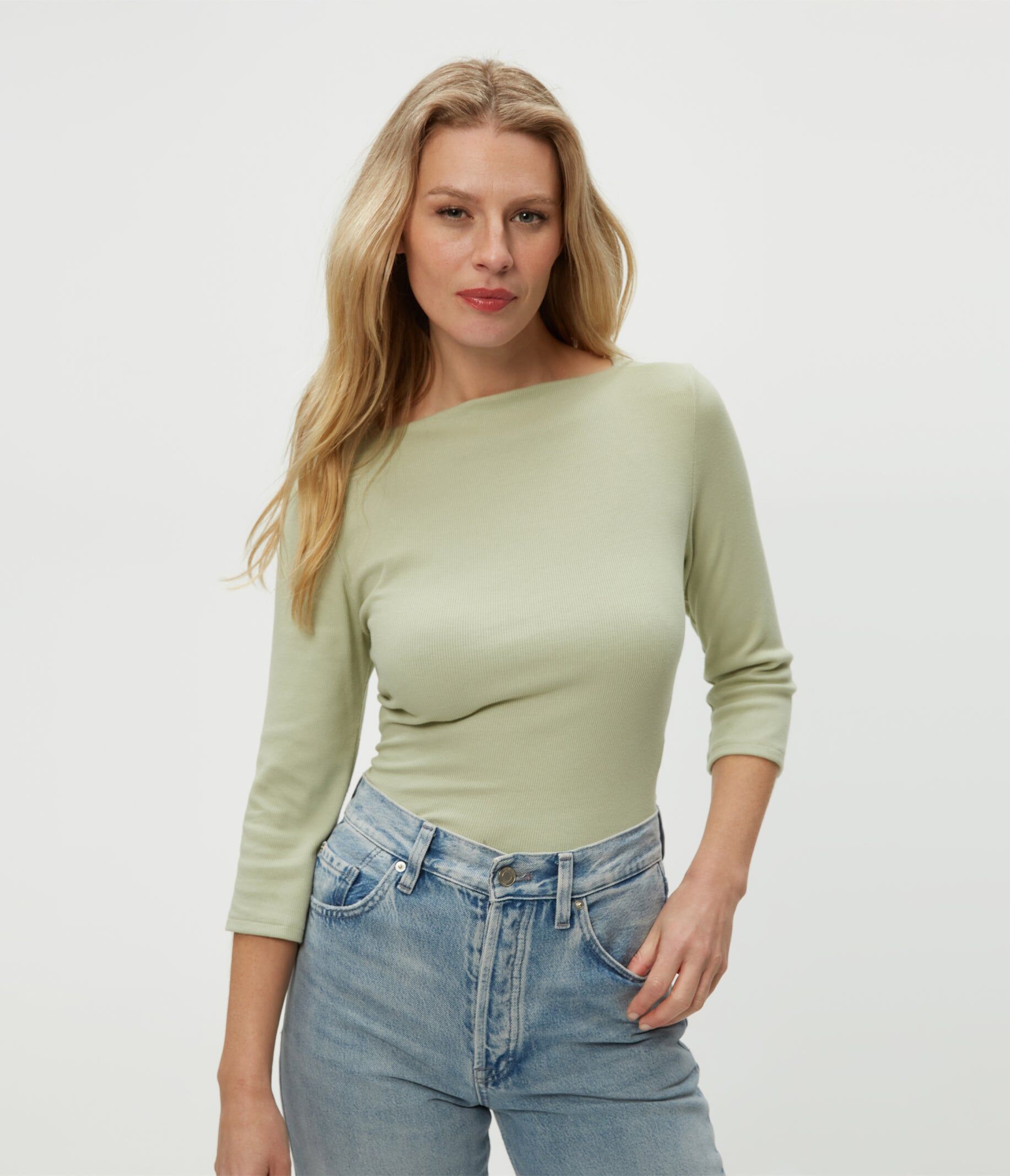 asha 34 sleeve straight neck top 1