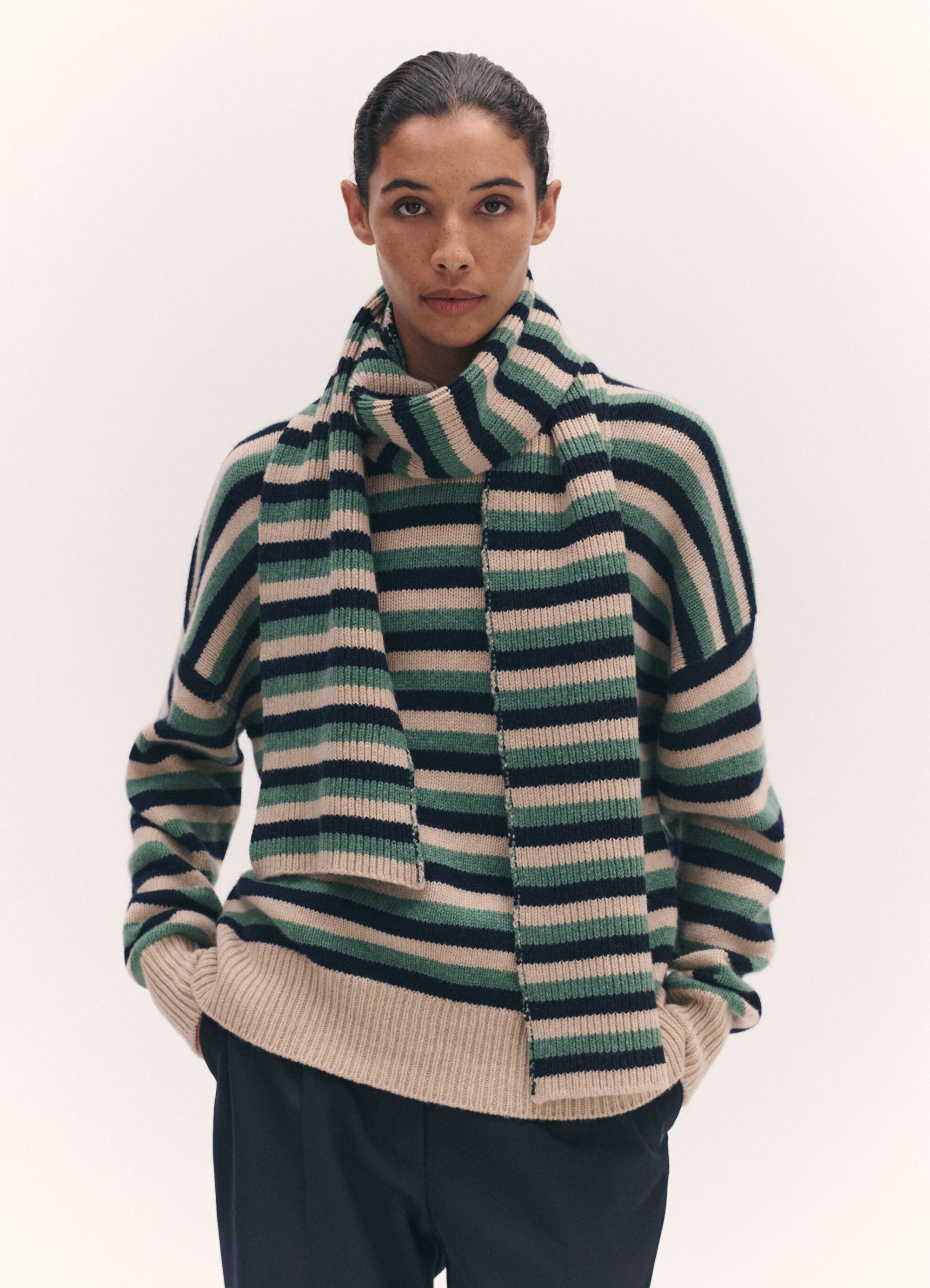 balla crewneck in strath and oatmeal stripe 2