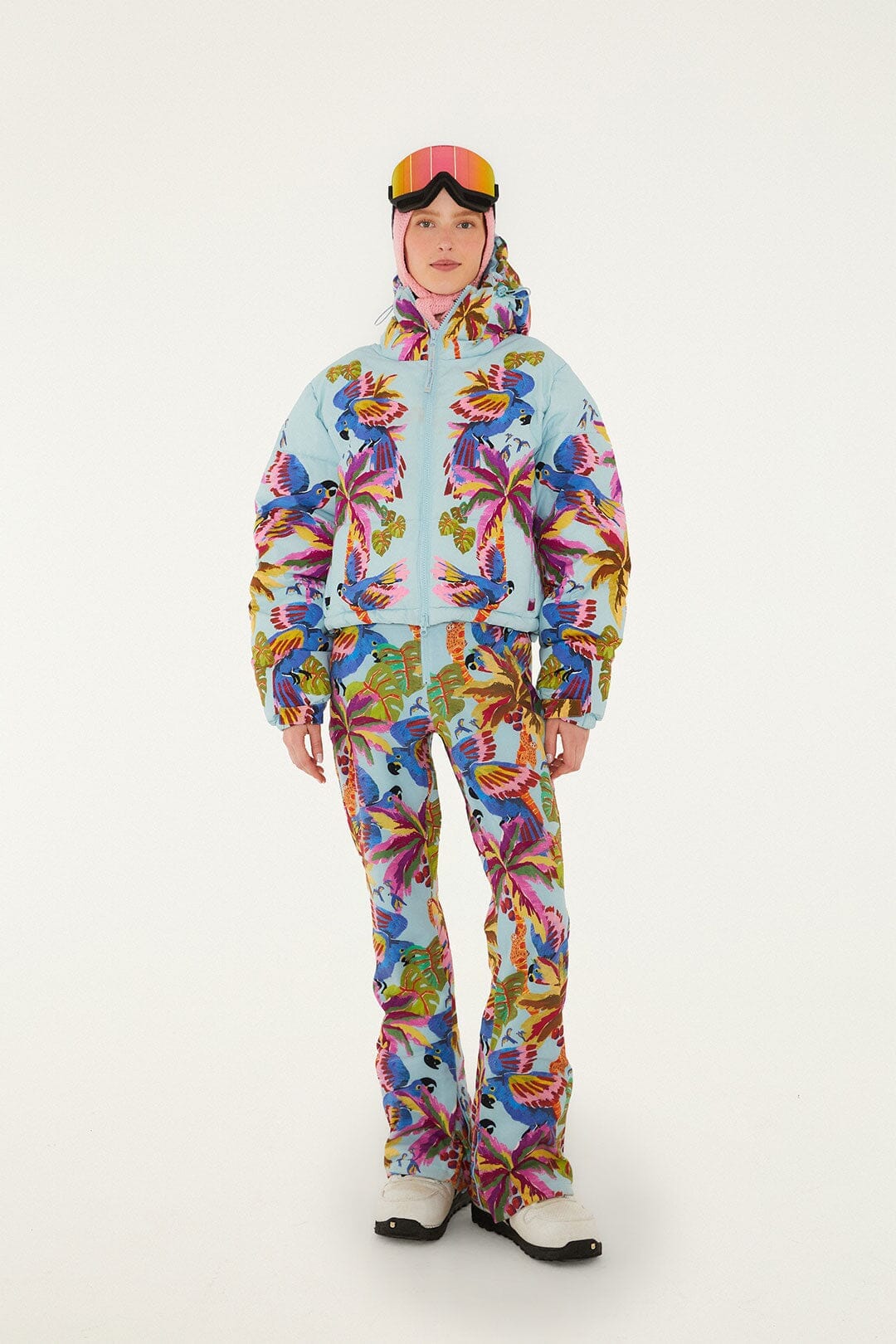 blue macaw hooded puffer ski jacket 2