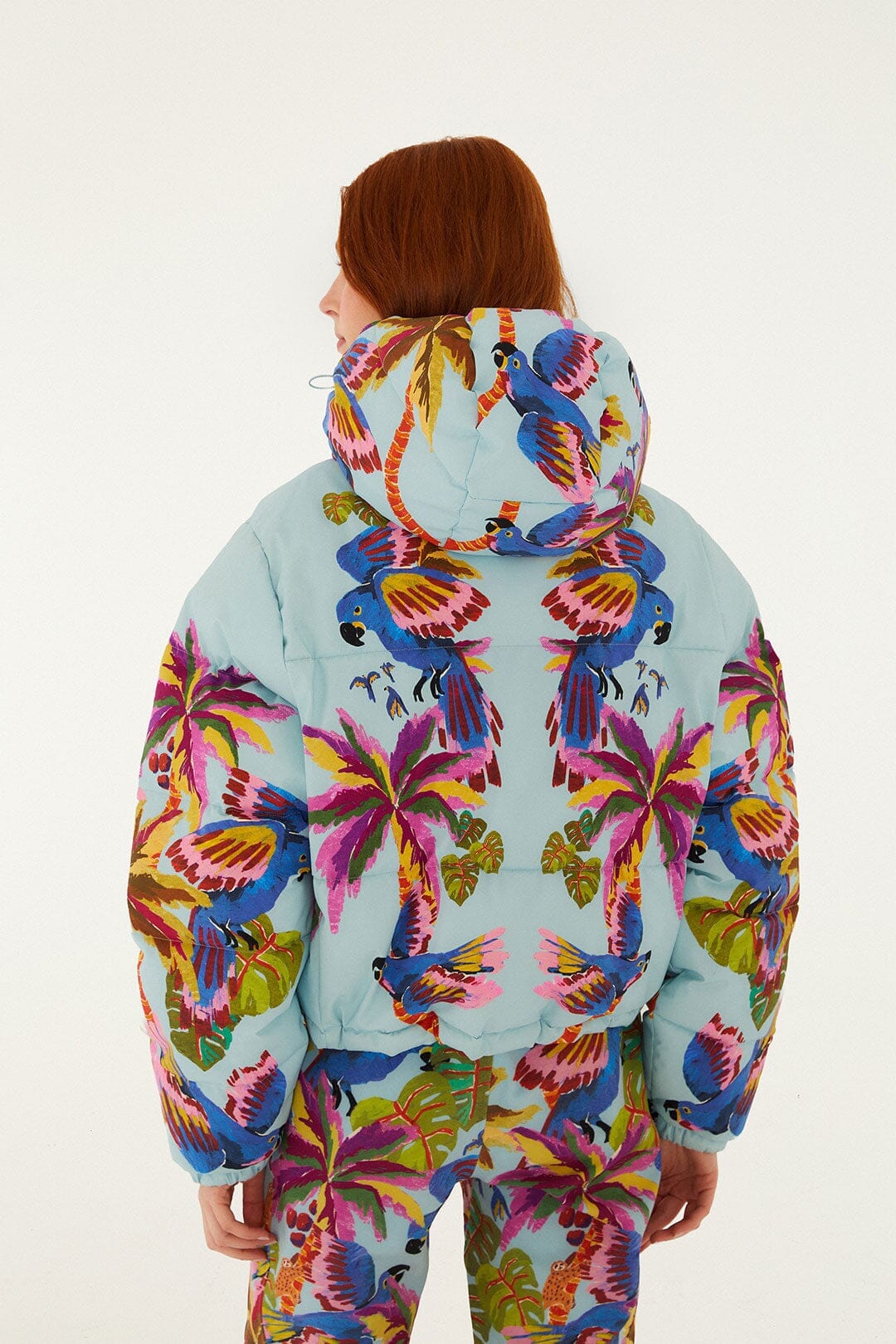 blue macaw hooded puffer ski jacket 3