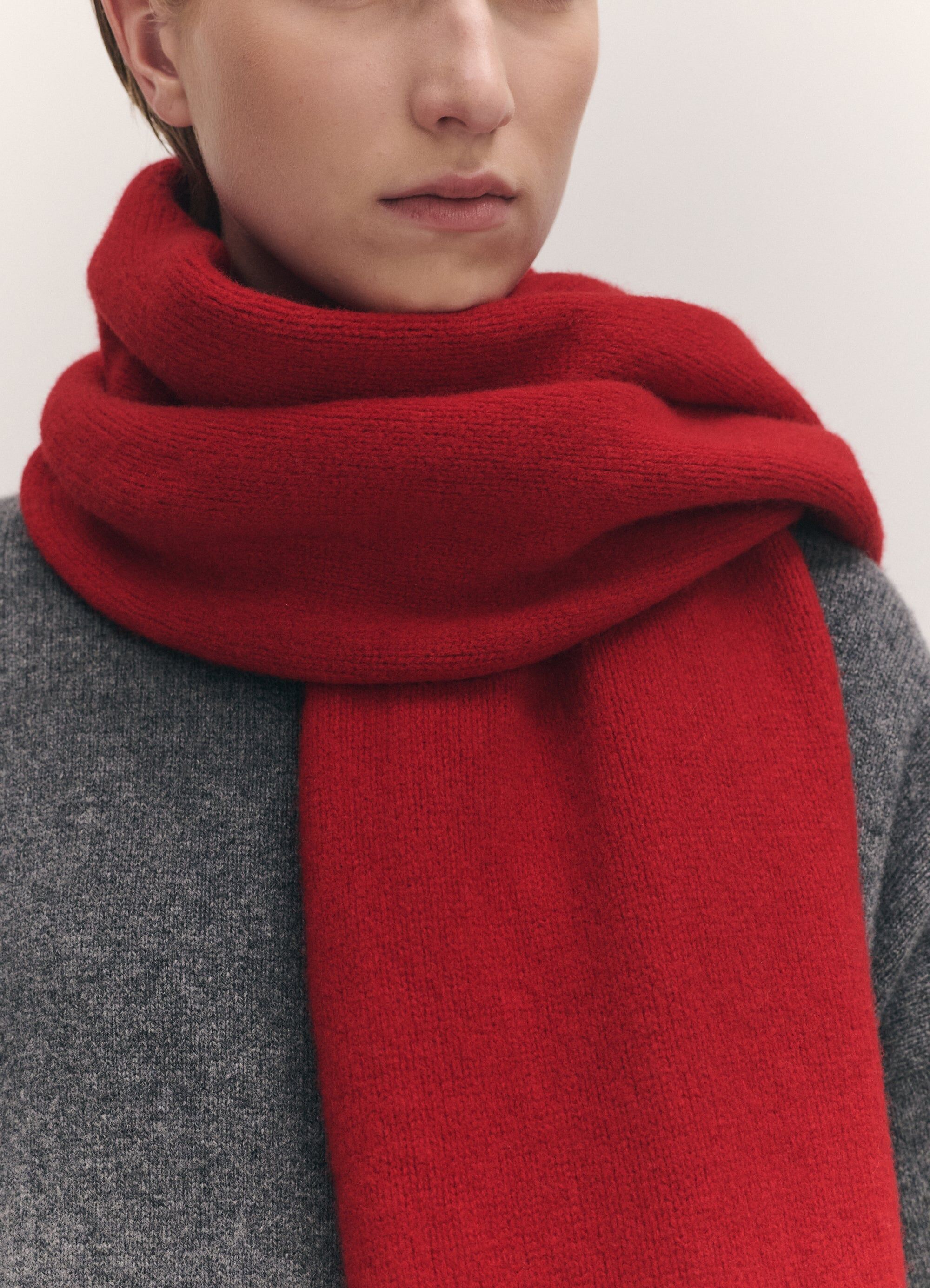 brea blanket scarf in ruby red 2