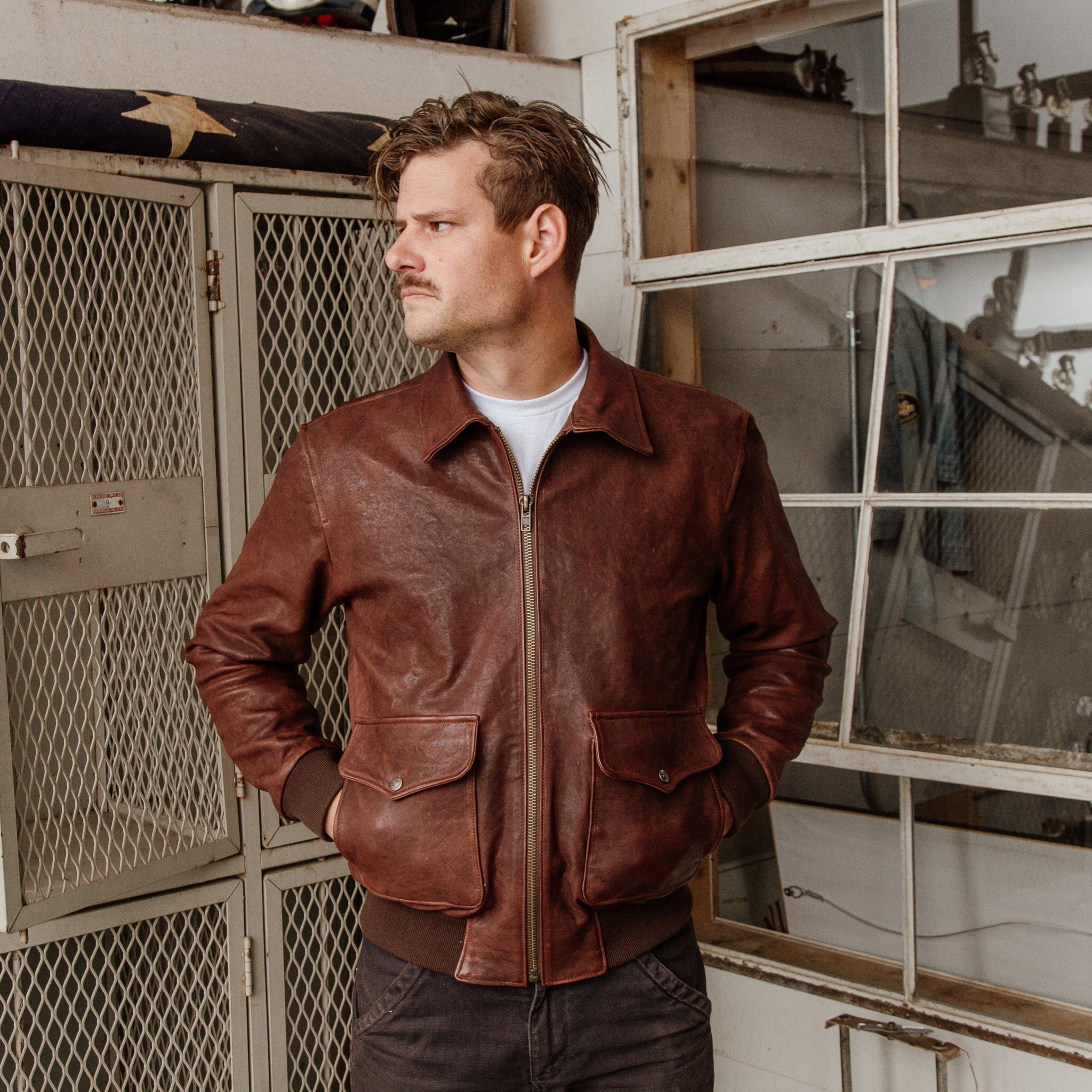 g 1 leather bomber cognac 3