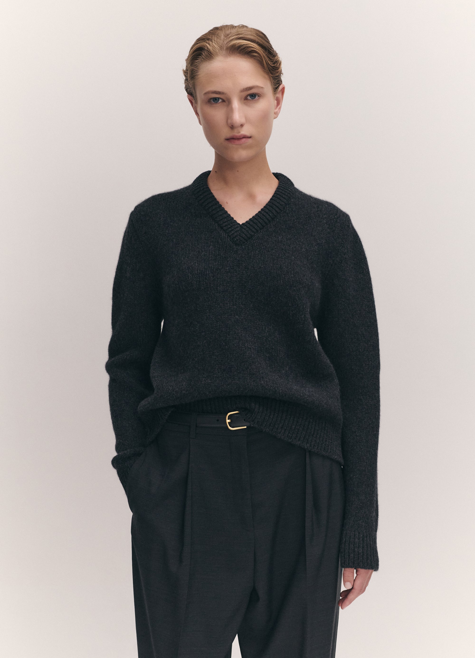glenn v neck in charcoal 1
