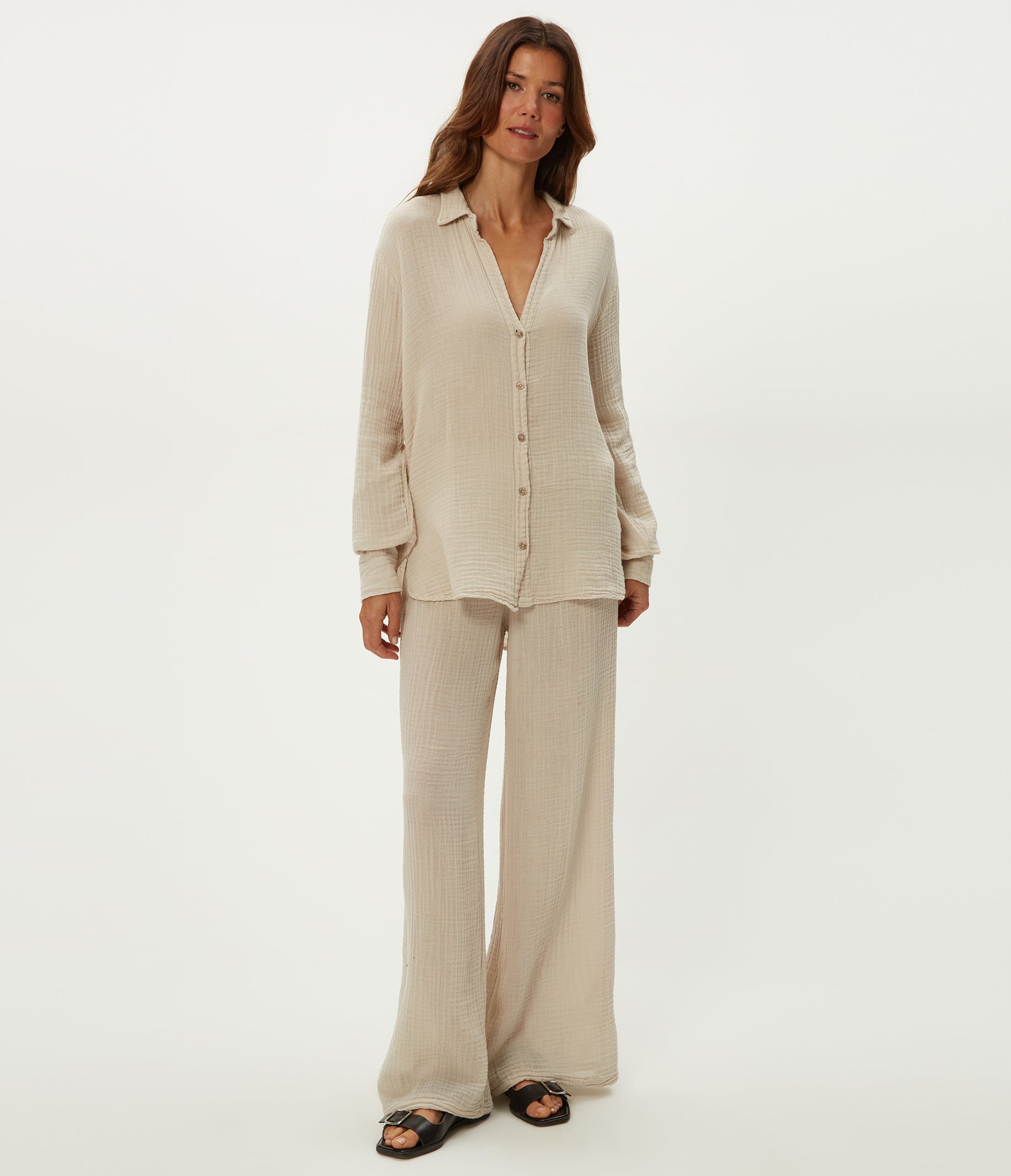 leo gauze button down shirt 2