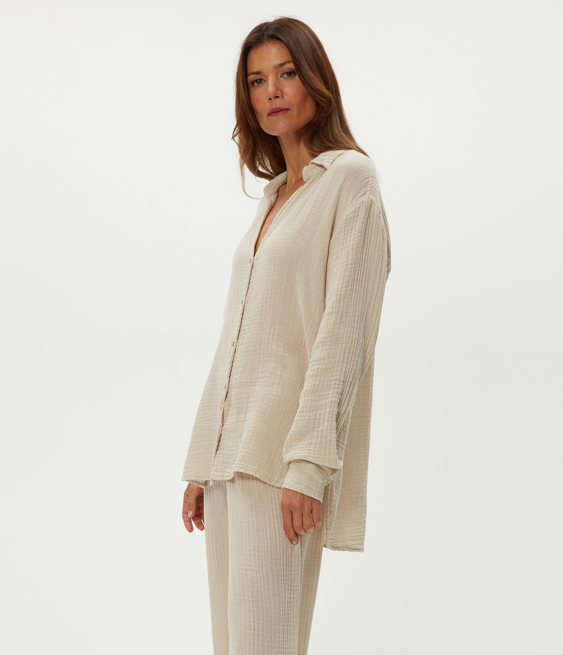 leo gauze button down shirt 3