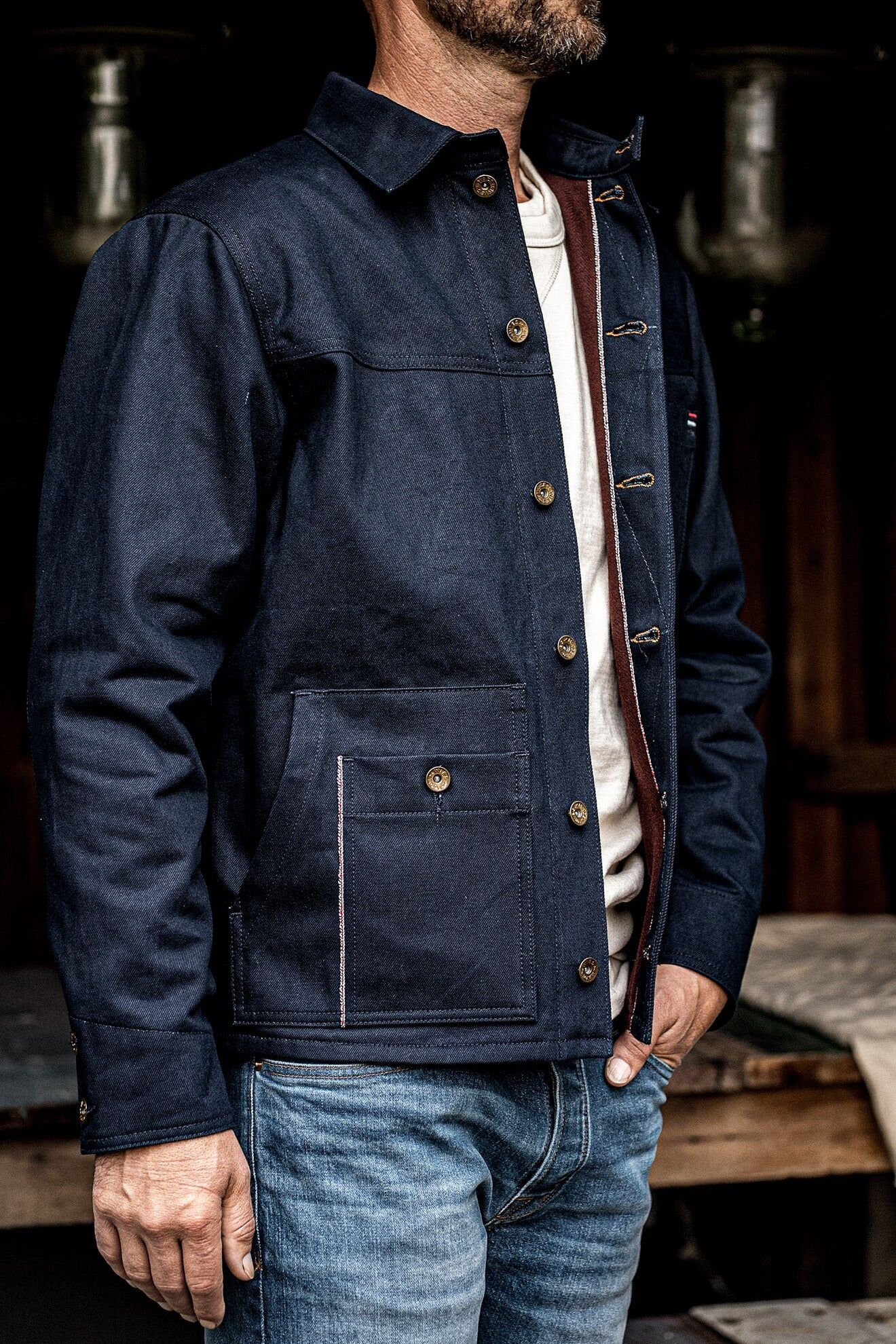 mens nico chore coat selvedge navy 1
