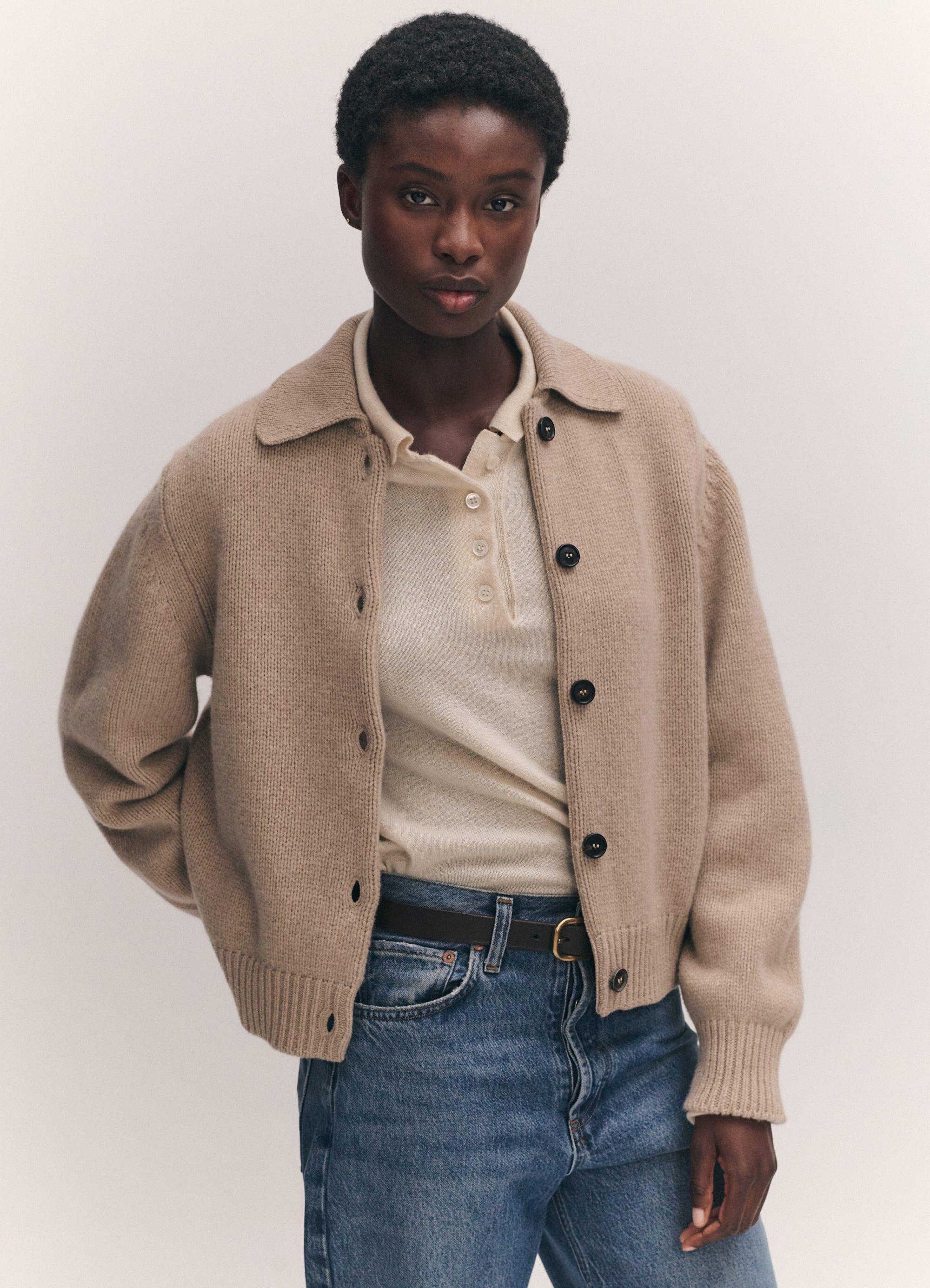 winny collared jacket in dark natural 1