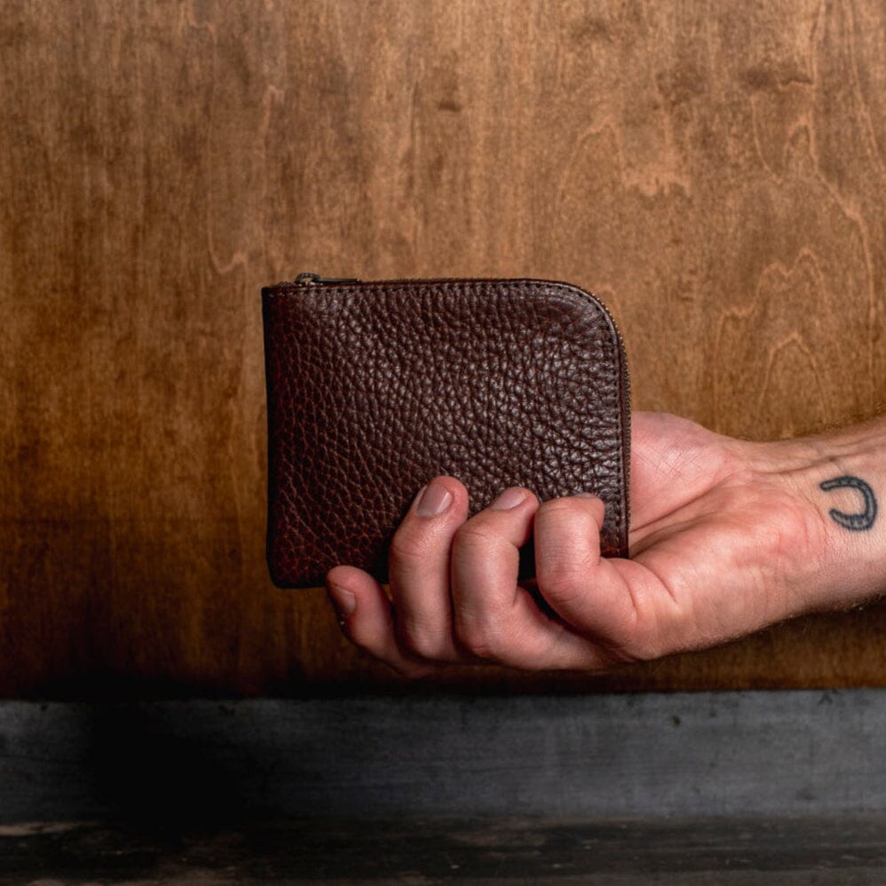 zip wallet walnut leather 1