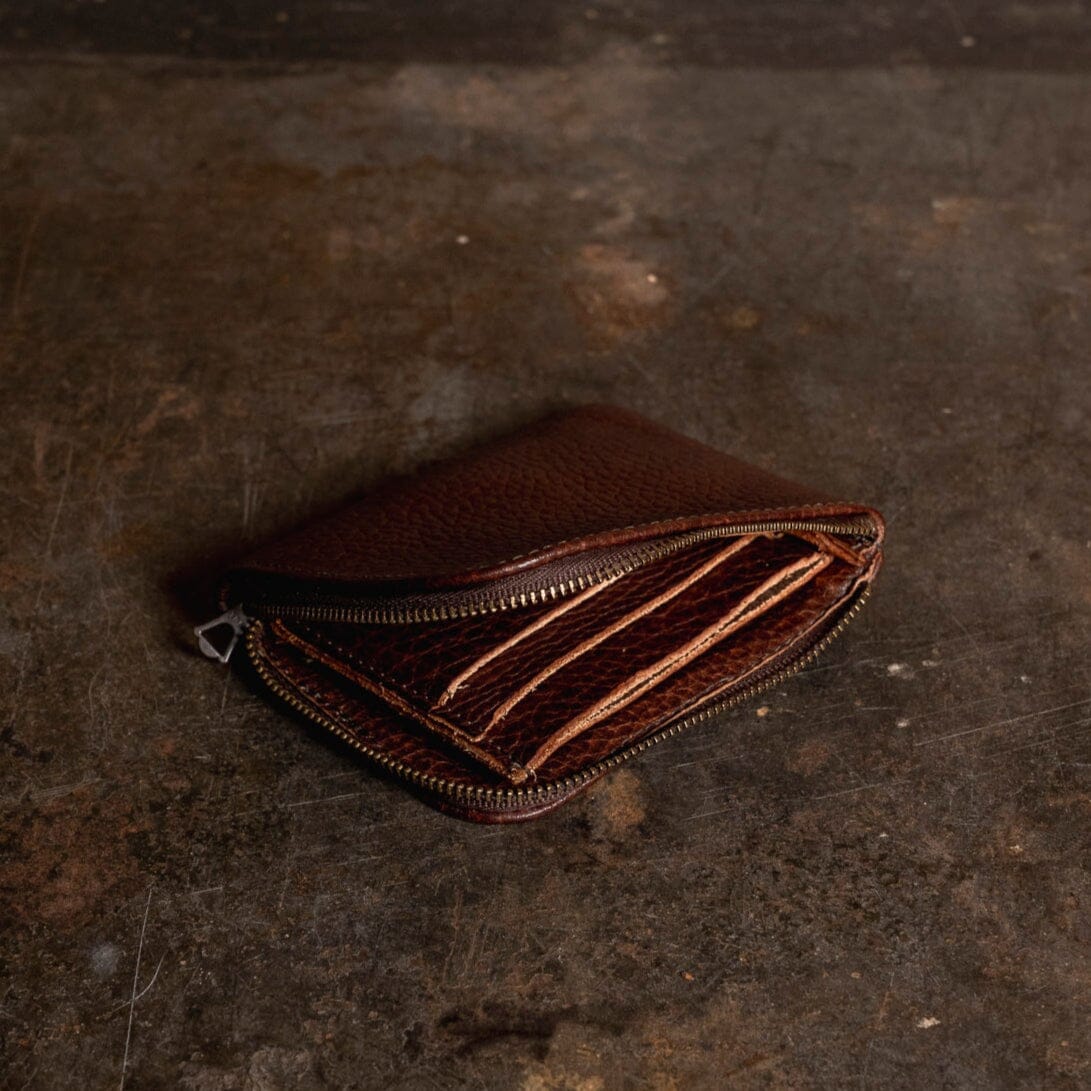 zip wallet walnut leather 2